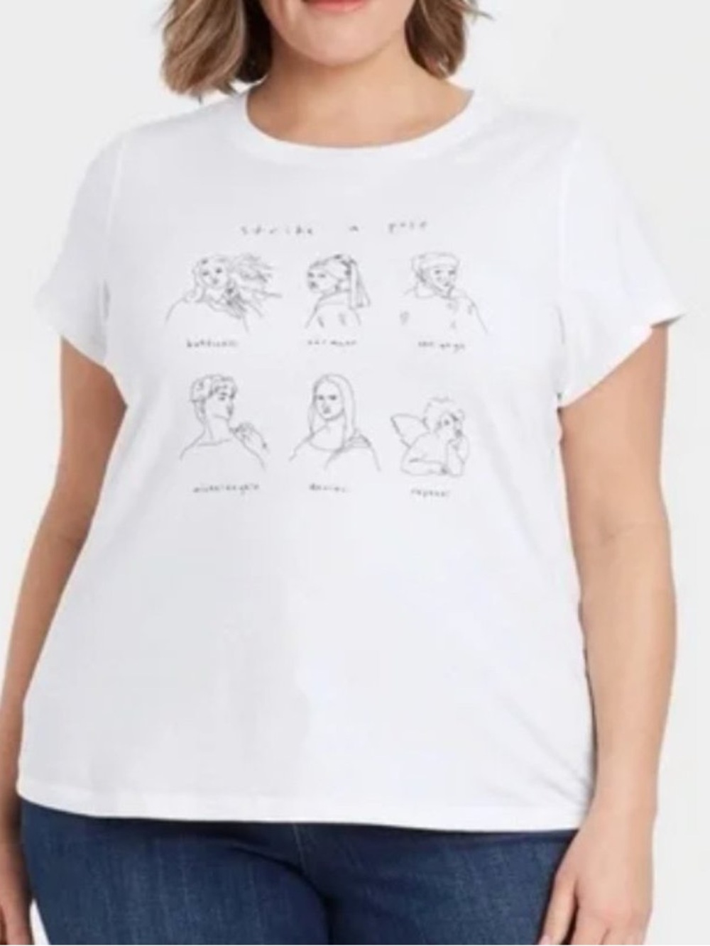 Universal Thread White Strike a Pose Artist Graphic Short-Sleeve Tee